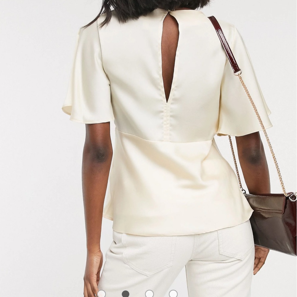 Asos Design Maternity Top With Flutter Sleeve In … - image 4